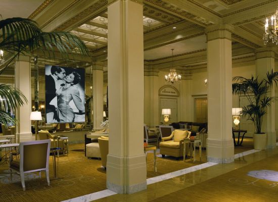 Hotel deLuxe Portland lobby with video screen