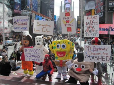 Macy's protest by Times Square Alliance Cartoon Squad