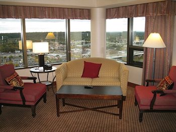 The parlor of a Tower Luxury Suite at the Amway Grand Plaza Hotel.