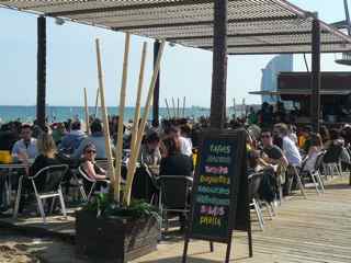 Beach Bars Day and Night in Barcelona Beach Bars Day and Night in Barcelona