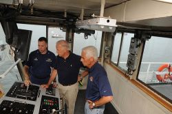 Gov. Charlie Crist onboard oil skimmer